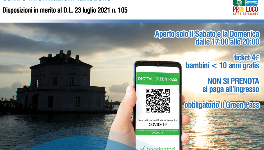 Disposizioni in merito al D.L. 23 luglio 2021 n. 105 – Casina Vanvitelliana