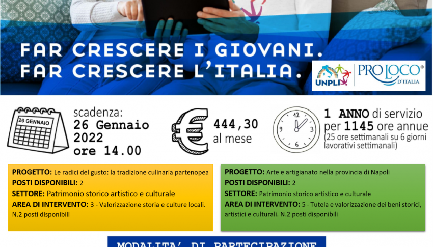 Servizio Civile Universale: 4 posti disponibili nella Pro Loco Città di Bacoli