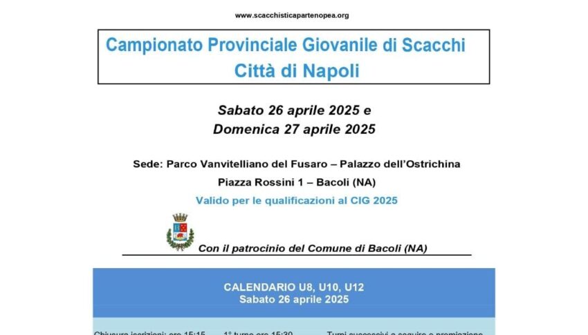 Campionato Provinciale Giovanile di Scacchi, Città di Napoli